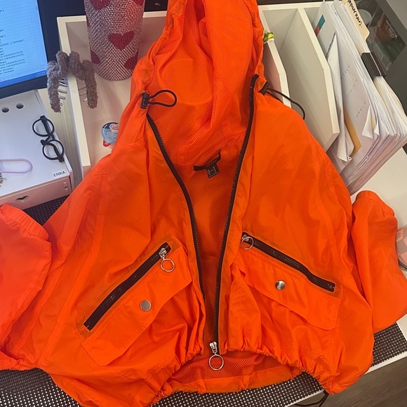 Vibrant Orange Hooded Jacket windbreaker 
Forever 21 small - Picture 1 of 7